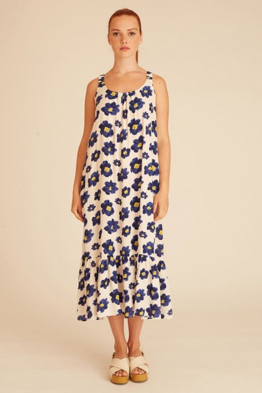 VESTIDO LARGO FLORES AZULES PEPA LOVES LA BOHEME