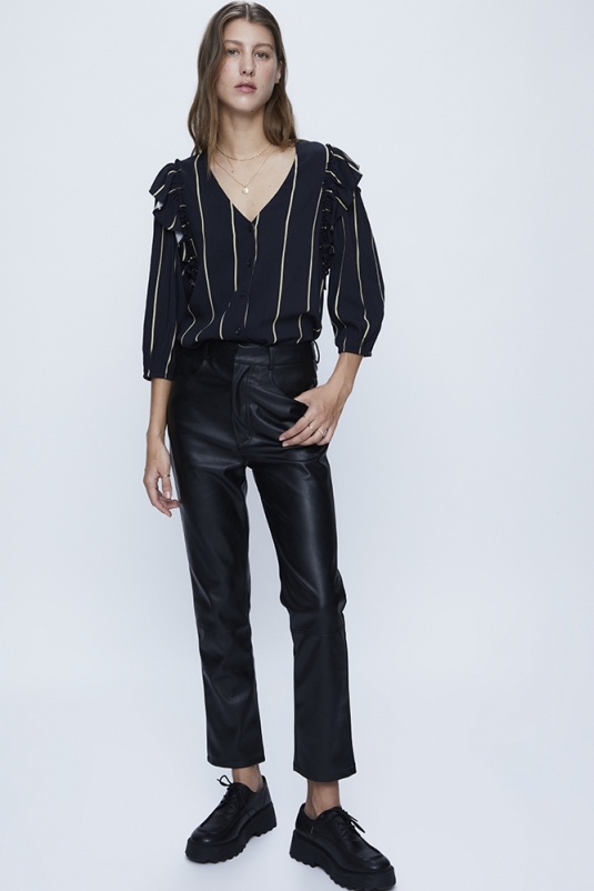 BLUSA NEGRA RAYAS AMARILLAS WILD PONY