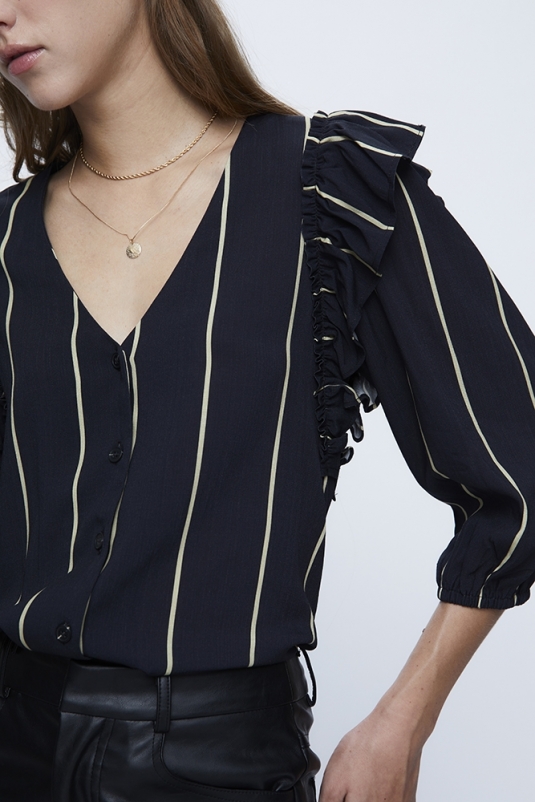 BLUSA NEGRA RAYAS AMARILLAS WILD PONY