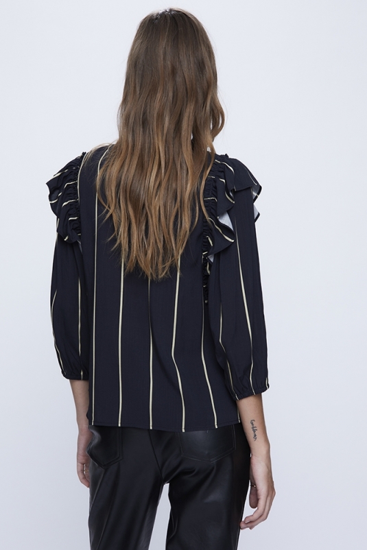 BLUSA NEGRA RAYAS AMARILLAS WILD PONY