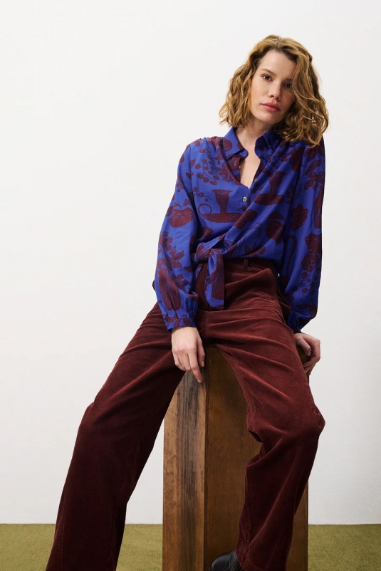 CAMISA SWAN FLORAL AZUL FRNCH