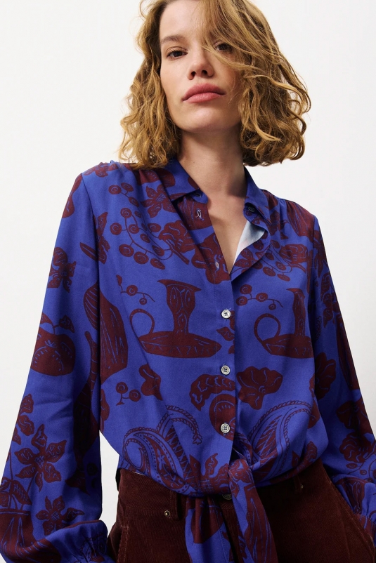 CAMISA SWAN FLORAL AZUL FRNCH