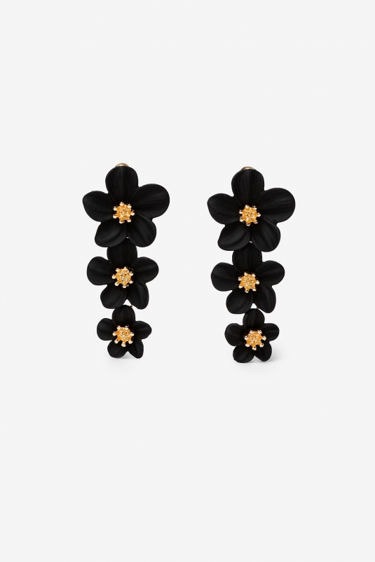 PENDIENTES FLOR NEGRA TRIPLE