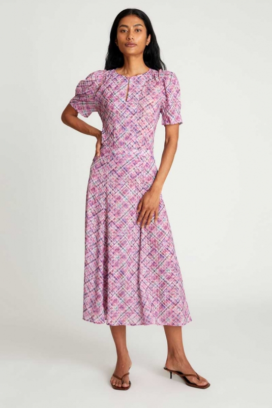 FALDA MIDI CUADRO LILA ROSA WILDPONY