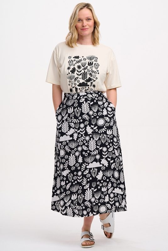 FALDA KRISTA FOLK FLORAL SUGARHILL