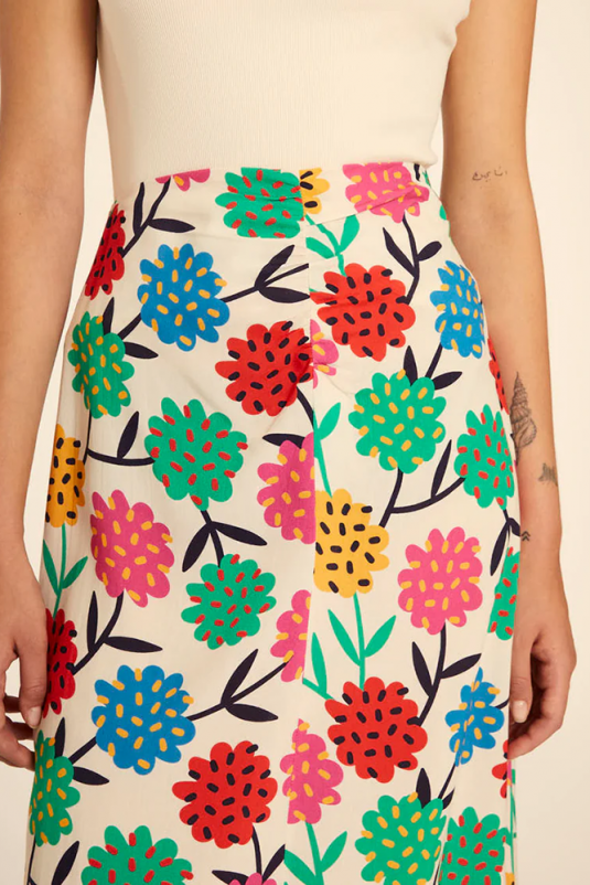 FALDA MIDI FLORES PEPALOVES