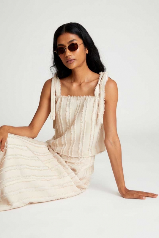 TOP TIRANTES TEXTURA BEIGE WILD PONY