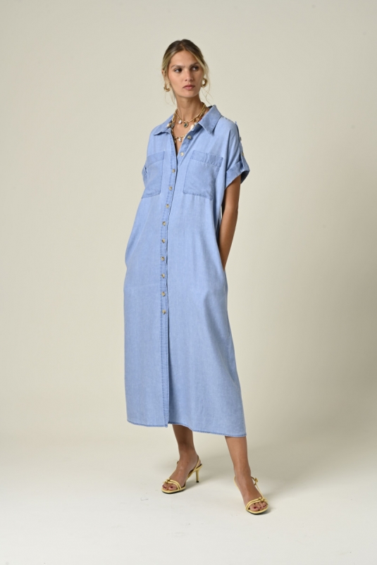 VESTIDO LARGO DENIM AMADEO ORFEO