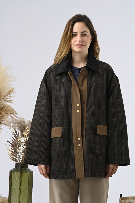 ABRIGO CUADROS LANA DUSTY ORFEO