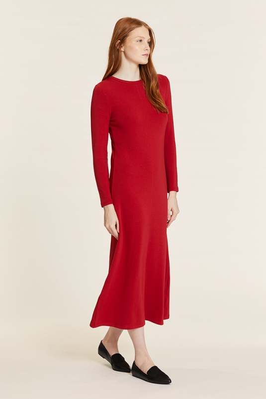VESTIDO ROJO MIDI PUNTO PEPALOVES