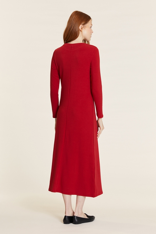 VESTIDO ROJO MIDI PUNTO PEPALOVES