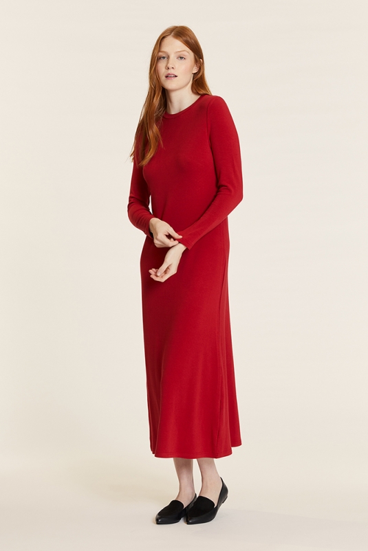 VESTIDO ROJO MIDI PUNTO PEPALOVES