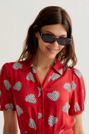 VESTIDO MIDI ROJO CORAZONES COMPAÑÍA FANTÁSTICA