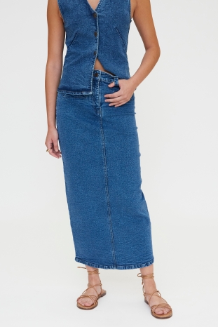 FALDA MIDI VAQUERA AZUL WILDPONY