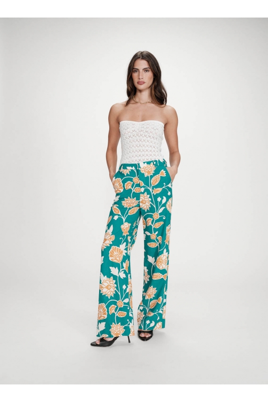 PANTALÓN VERDE FLORES VAHE GRACE & MILA