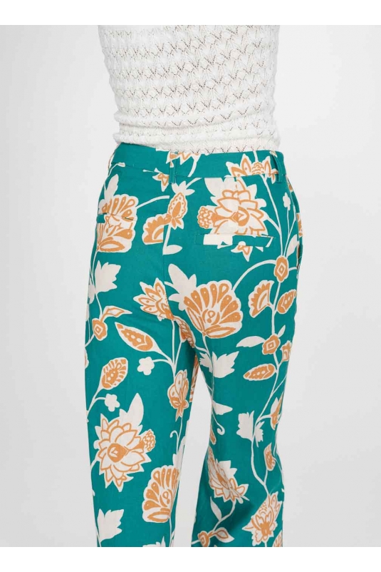 PANTALÓN VERDE FLORES VAHE GRACE & MILA