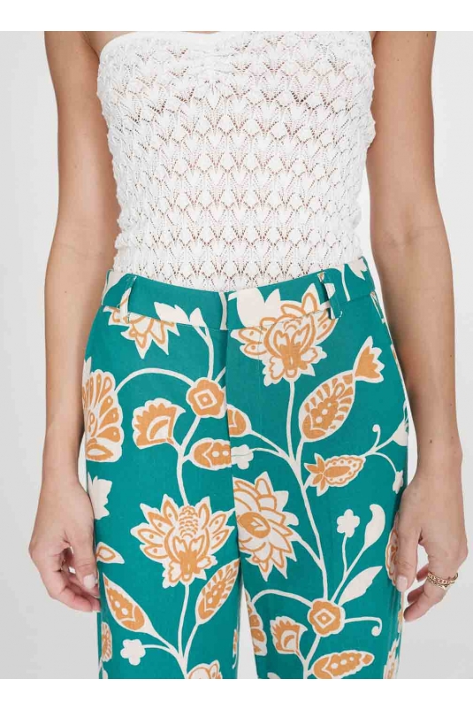 PANTALÓN VERDE FLORES VAHE GRACE & MILA