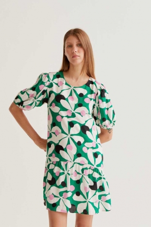VESTIDO VERDE FLORES HOSTA COMPAÑÍA FANTÁSTICA