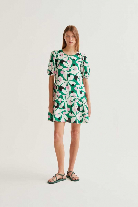 VESTIDO VERDE FLORES HOSTA COMPAÑÍA FANTÁSTICA