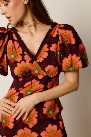 VESTIDO MIDI FLORES JAZMÍN CASTAÑO DE INDIAS