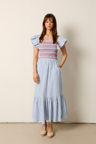 VESTIDO RAYAS AZULES DALIA CASTAÑO DE INDIAS