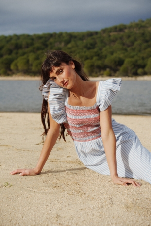 VESTIDO RAYAS AZULES DALIA CASTAÑO DE INDIAS