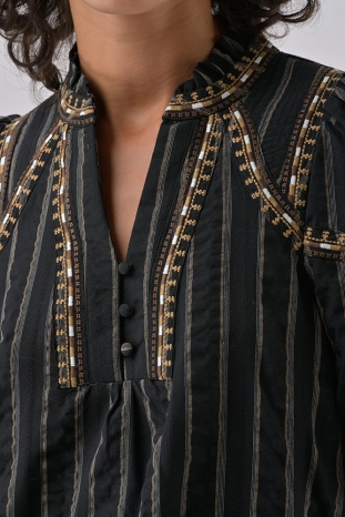 VESTIDO NEGRO BORDADO RITA ORFEO