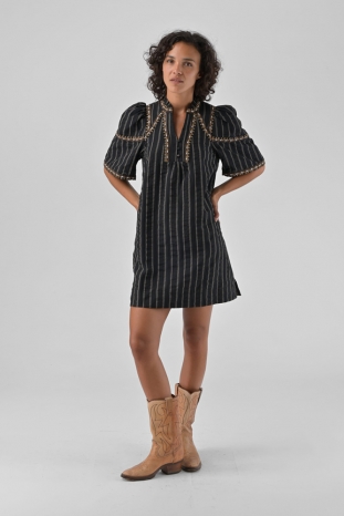 VESTIDO NEGRO BORDADO RITA ORFEO