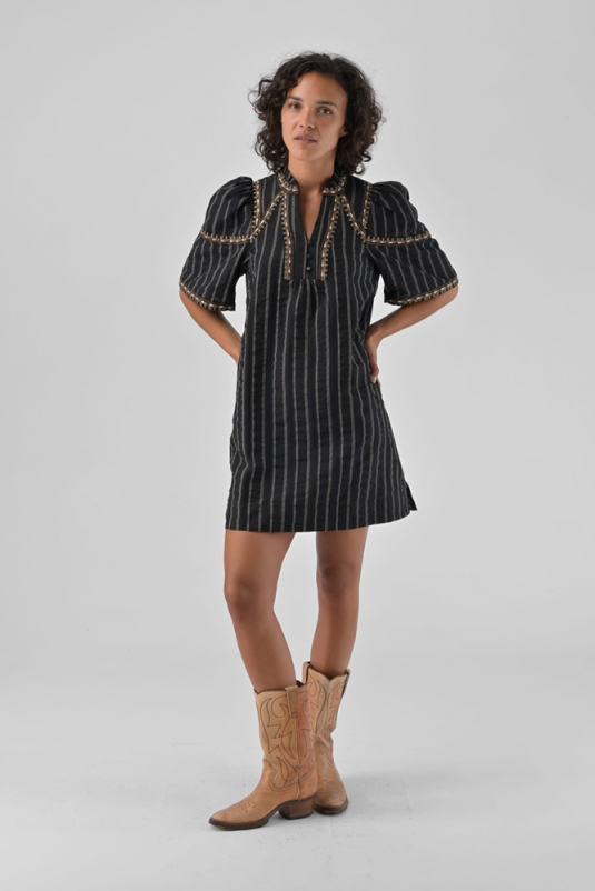 VESTIDO NEGRO BORDADO RITA ORFEO