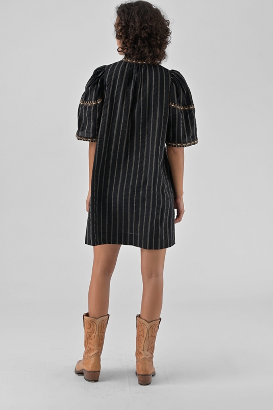 VESTIDO NEGRO BORDADO RITA ORFEO