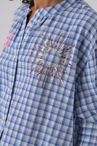 BLUSA SIMONE CUADROS AZUL ORFEO