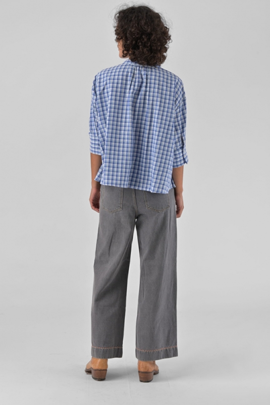 BLUSA SIMONE CUADROS AZUL ORFEO