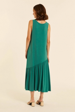 VESTIDO VERDE VOLANTE ASIMÉTRICO PEPALOVES