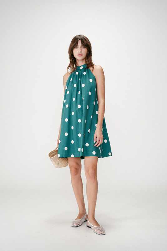 VESTIDO WARNE VERDE LUNARES GRACE & MILA