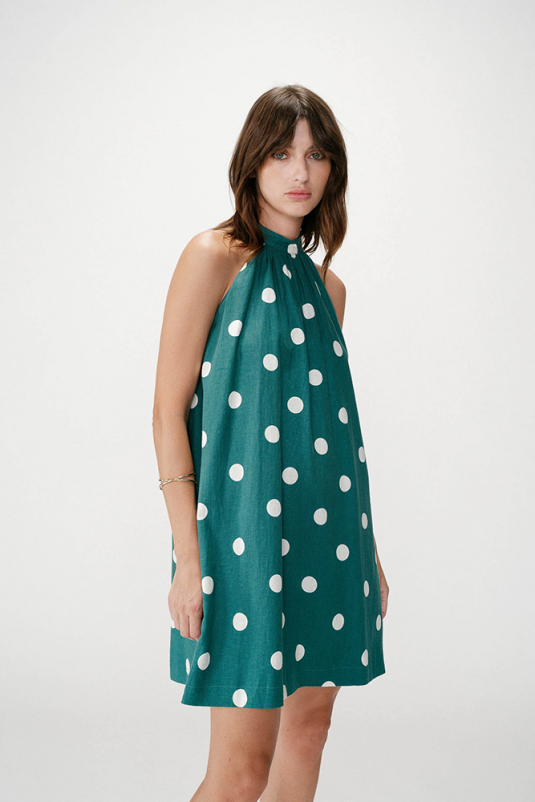 VESTIDO WARNE VERDE LUNARES GRACE & MILA