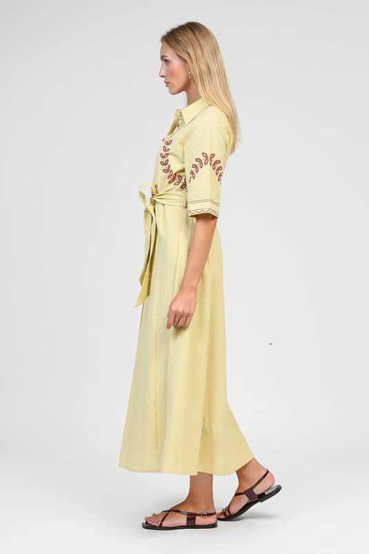 VESTIDO AMARILLO BORDADO OSMINA AN’GE