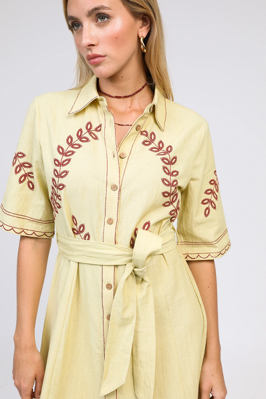 VESTIDO AMARILLO BORDADO OSMINA AN’GE