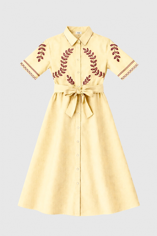 VESTIDO AMARILLO BORDADO OSMINA AN’GE