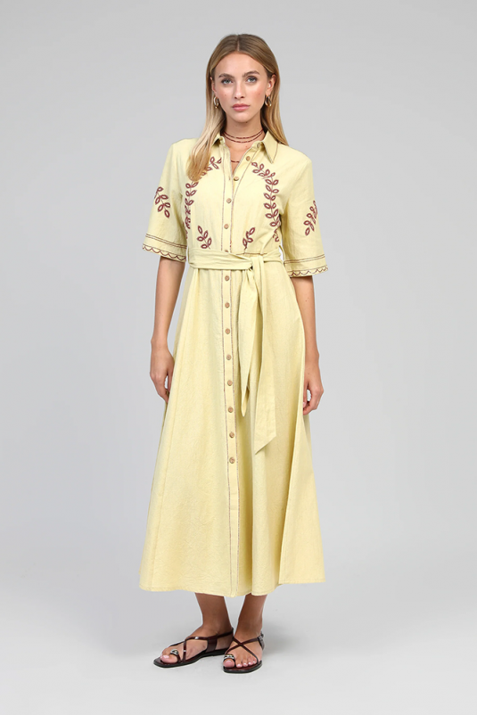 VESTIDO AMARILLO BORDADO OSMINA AN’GE