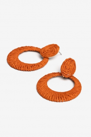 PENDIENTES RAFIA NARANJA