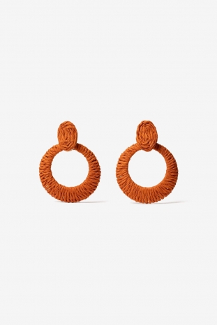 PENDIENTES RAFIA NARANJA