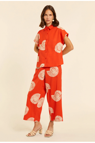 PANTALÓN NARANJA CARACOLAS BORDADAS PEPALOVES