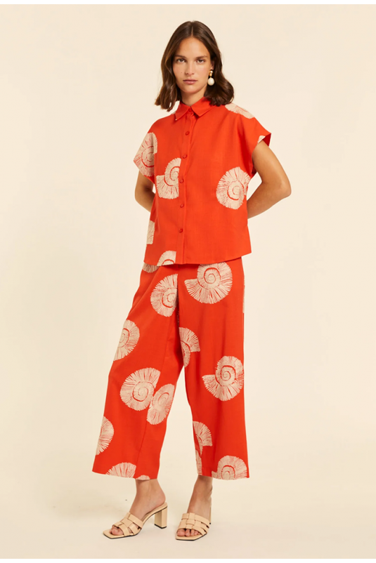 PANTALÓN NARANJA CARACOLAS BORDADA PEPALOVES