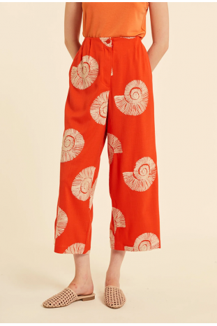 PANTALÓN NARANJA CARACOLAS BORDADA PEPALOVES