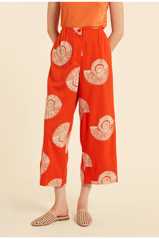PANTALÓN NARANJA CARACOLAS BORDADAS PEPALOVES