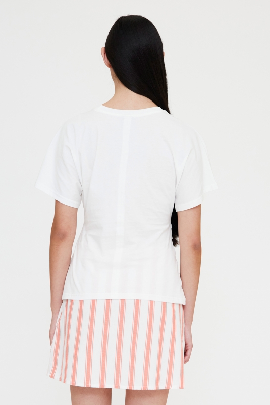 CAMISETA BLANCA FRUNCES ALGODÓN WILDPONY