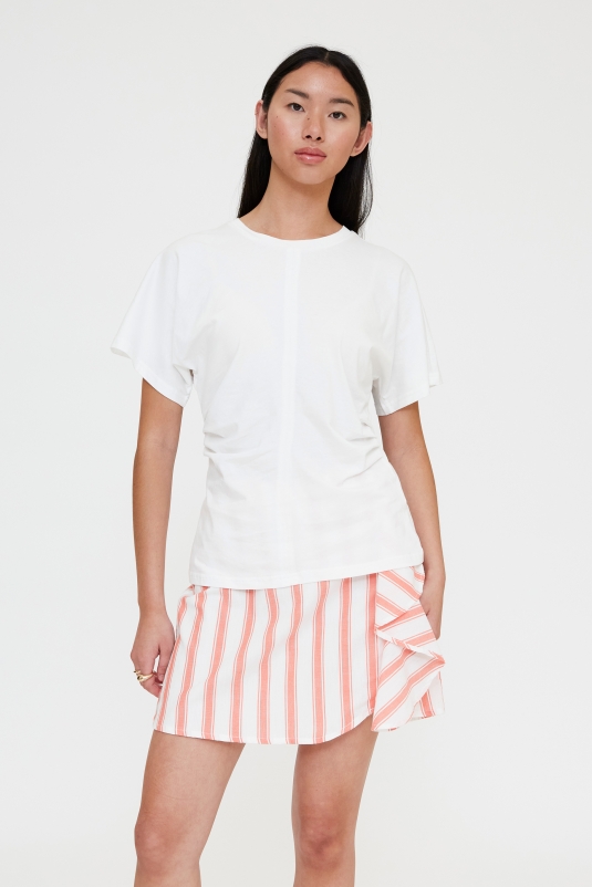 CAMISETA BLANCA FRUNCES ALGODÓN WILDPONY