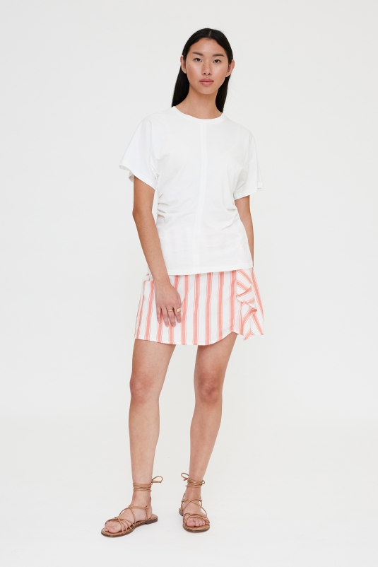 CAMISETA BLANCA FRUNCES ALGODÓN WILDPONY