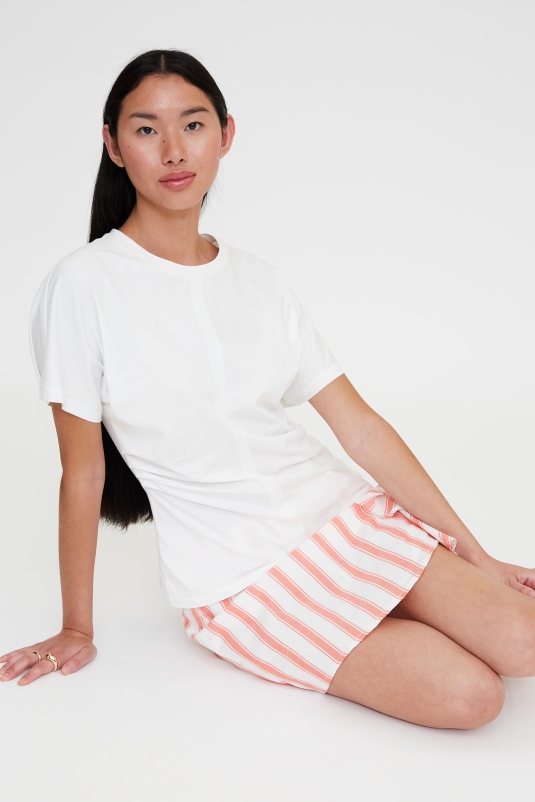 CAMISETA BLANCA FRUNCES ALGODÓN WILDPONY