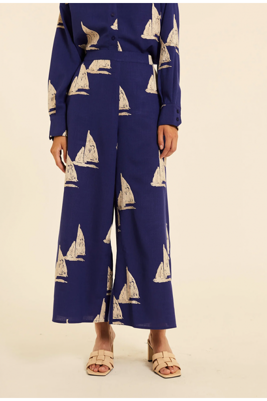 PANTALÓN AZUL BARCOS BORDADOS PEPALOVES